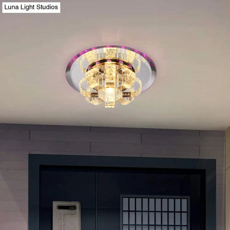 Clear Crystal Flush Mount Ceiling Light - Round Fixture