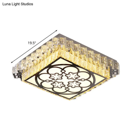 Clear Crystal Led Bedroom Flushmount Ceiling Light