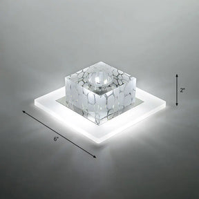 Clear Crystal Led Flush Mount Ceiling Light For Hallways And Corridors / 6’ White