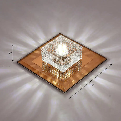 Clear Crystal Passage Led Flush Mount Ceiling Light - Simple & Sleek Design Tan / White