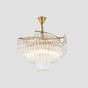 Clear Crystal Postmodern Gold Chandelier For Layered Living Room Ceiling Lighting / 23.5’