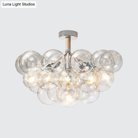 Clear Glass Bubble Ceiling Light For Child’s Bedroom Or Hallway - Simple Semi - Flush Mount Design