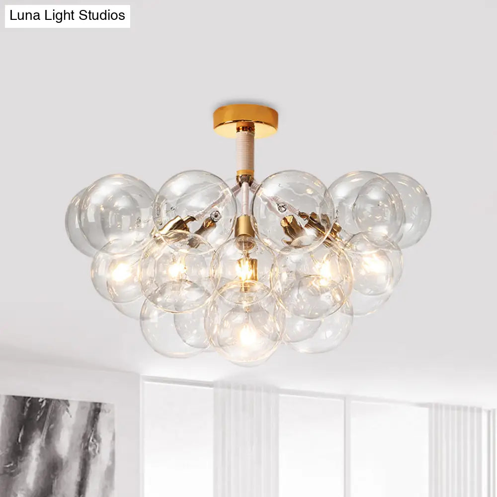 Clear Glass Bubble Ceiling Light For Child’s Bedroom Or Hallway - Simple Semi - Flush Mount Design