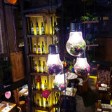 Clear Glass Bulb Pendant Lamp - Industrial Style 1-Light Hanging Light With Artificial Flower