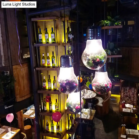 Industrial Style Pendant Lamp: Clear Glass Bulb Shape | 1-Light Hanging Light For Coffee Shops