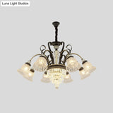 Clear Glass Chandelier With Black Bell Design - 6/8 Heads For Countryside Living Room Ceiling
