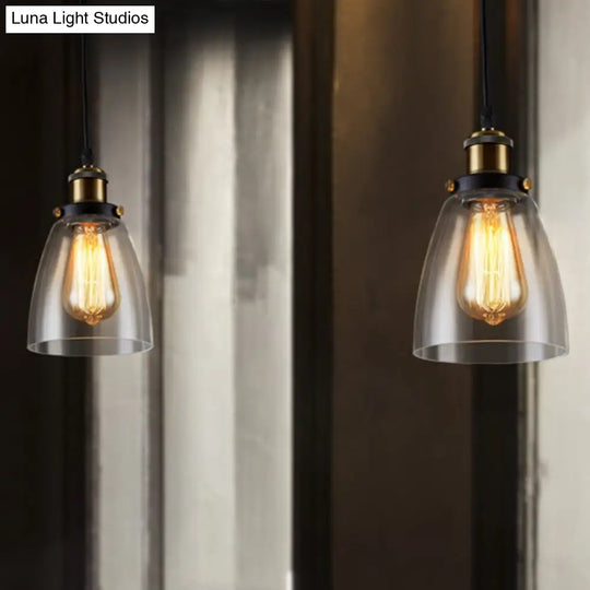 Single Clear Glass Industrial Bell Ceiling Pendant Light For Restaurants