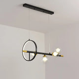 Clear Glass Molecular Island Chandelier - 4/6-Light Pendant In Black With Metal Ring Deco 4 /