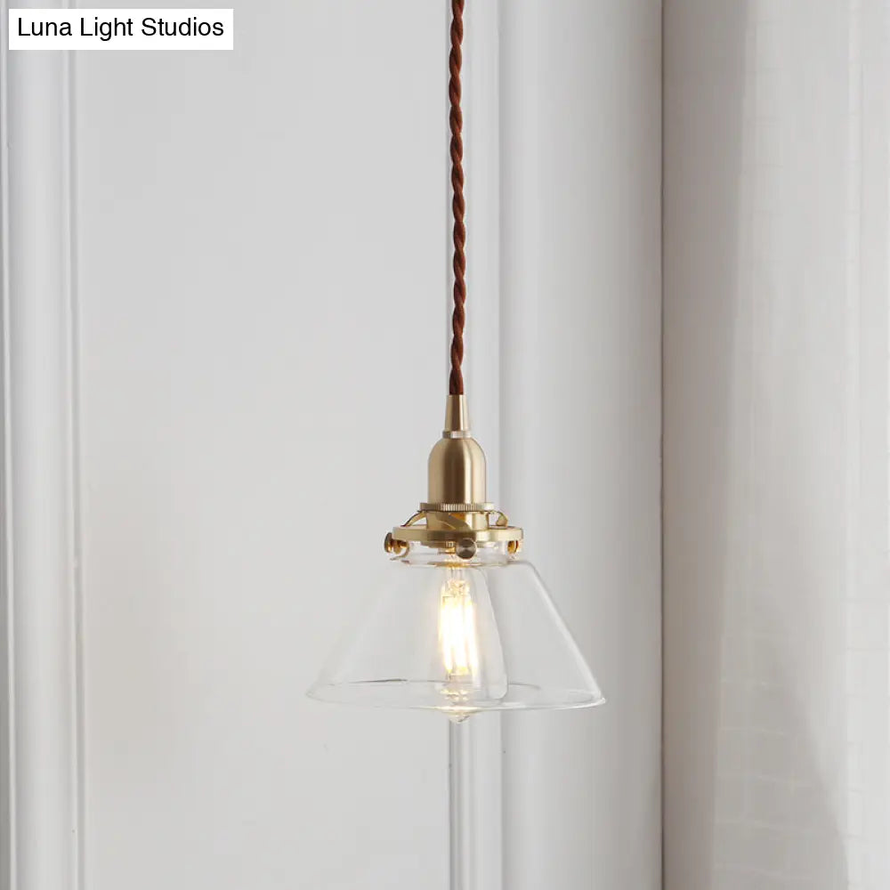 Clear Glass Pendant Light - Antique Conical 1-Light Fixture For Restaurants