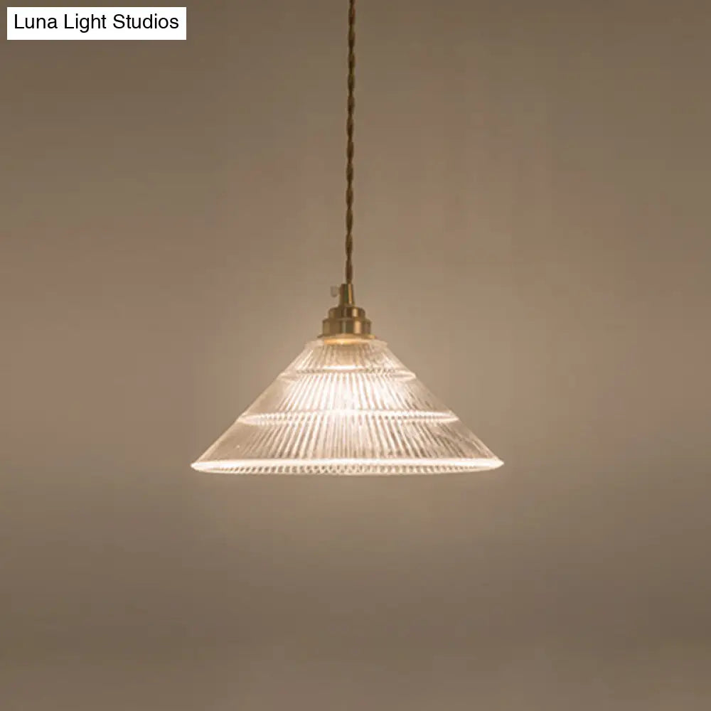 Clear Glass Retro Industrial Pendant Light For Kitchen - 1-Light Ceiling / 10’