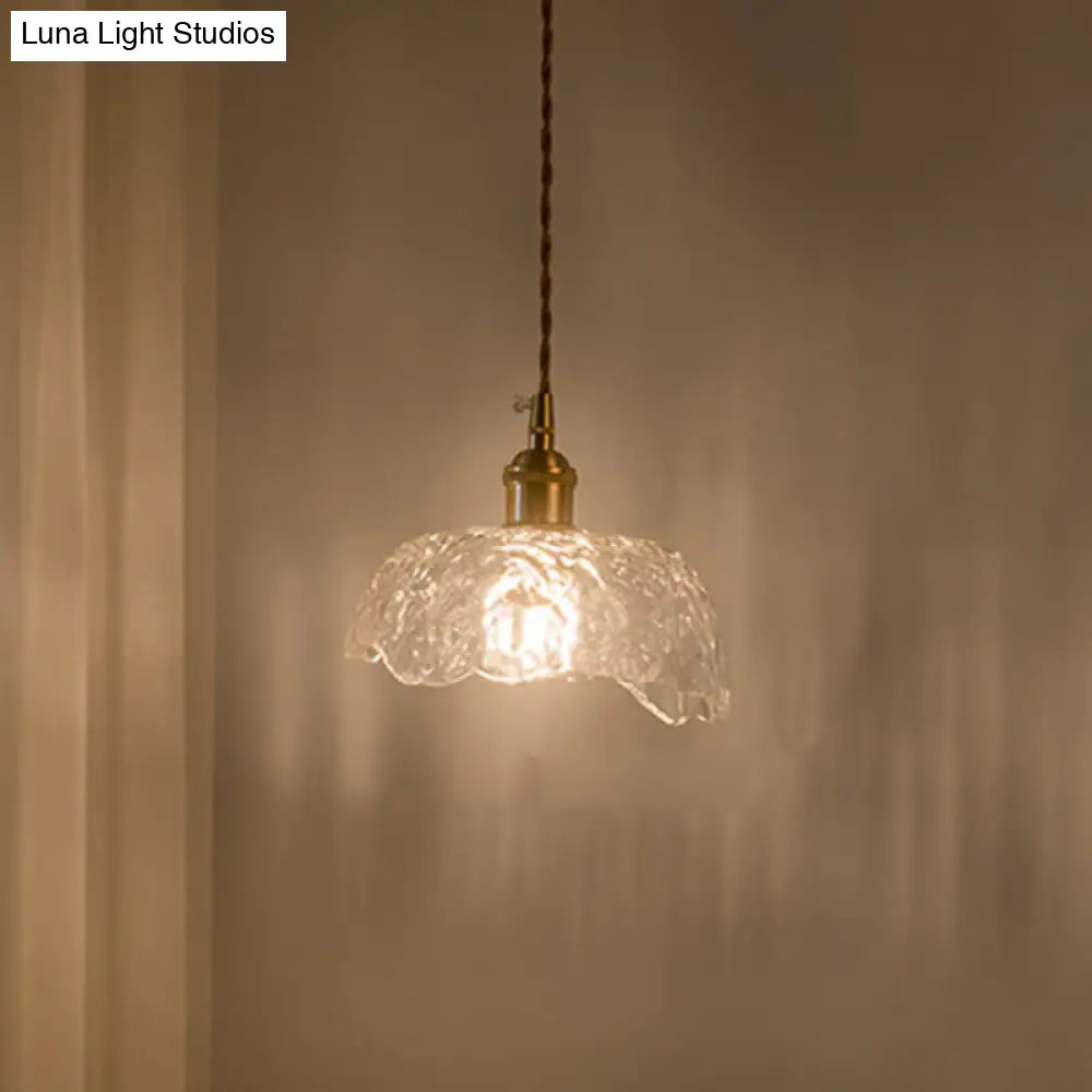 Clear Glass Retro Industrial Pendant Light For Kitchen - 1-Light Ceiling / 8’