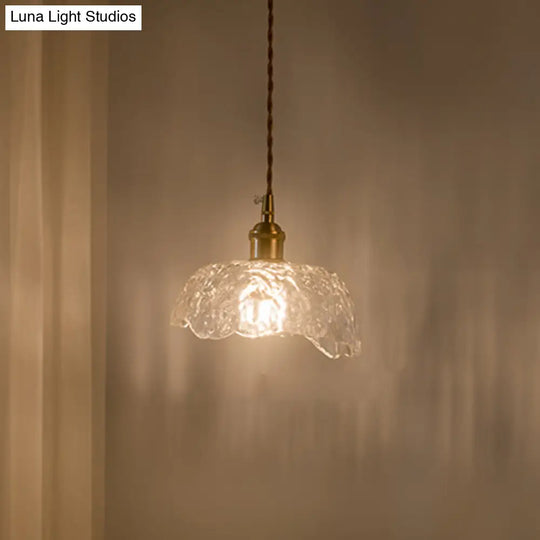 Clear Glass Retro Industrial Pendant Light For Kitchen - 1-Light Ceiling / 8’