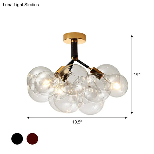 Clear Glass Semi Flush Ceiling Light With Contemporary Bubble Design For Foyer And Corridor