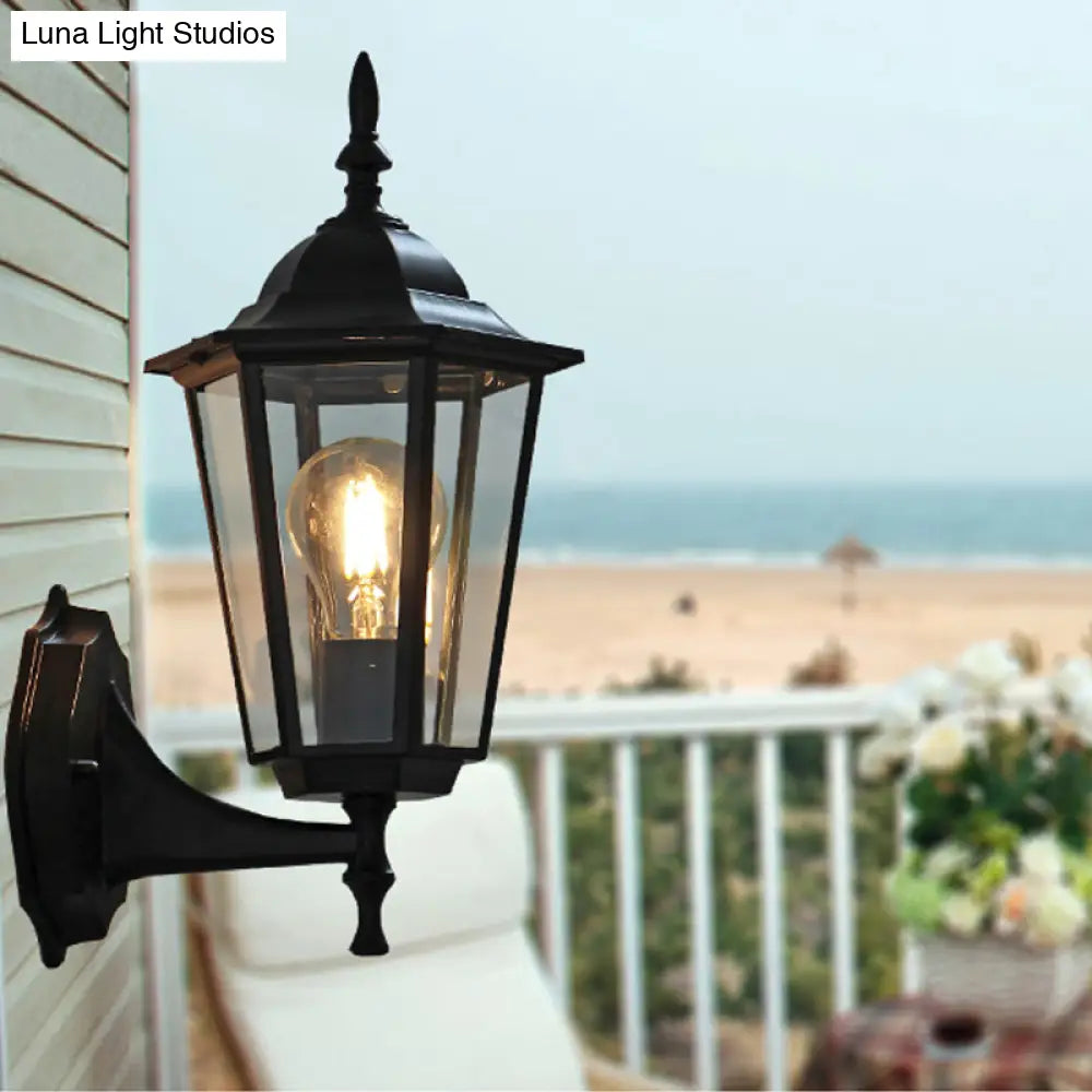 Clear Glass Tapered Wall Sconce Light - Traditional Outdoor Fixture