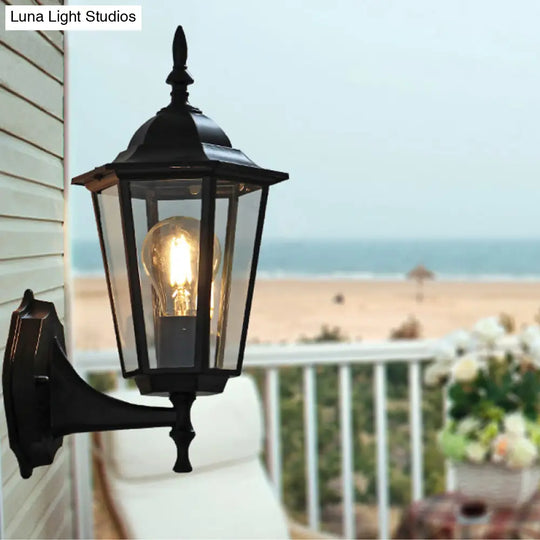 Clear Glass Tapered Wall Sconce Light - Traditional Outdoor Fixture