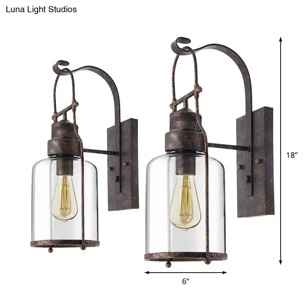 Clear Glass Wall Sconce - Traditional Rustic Cylinder Lamp For Corridors