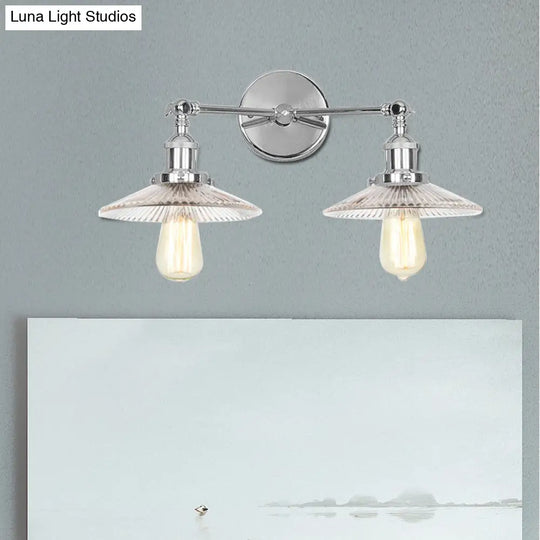 Clear Glass Wall Sconce With 2 Lights In Bronze/Brass/Chrome Finish - Perfect For Indoor Lighting