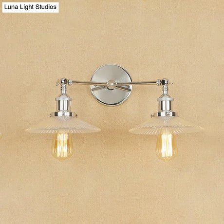 Clear Glass Wall Sconce With 2 Lights In Bronze/Brass/Chrome Finish - Perfect For Indoor Lighting
