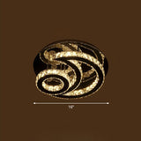 Clear K9 Crystal Moon And Sun Ceiling Lamp - Minimalist Stainless Steel Led Flush Light / 16’