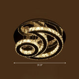 Clear K9 Crystal Moon And Sun Ceiling Lamp - Minimalist Stainless Steel Led Flush Light / 31.5’