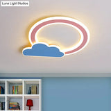 Cloud And Loop Flushmount Lamp For Kids Room – Blue/Pink Finish Minimalist Led Acrylic Lighting