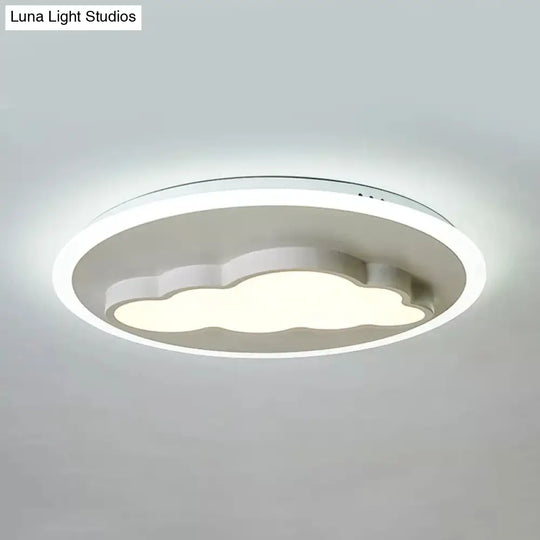 Cloud Modern Stylish Acrylic Ceiling Light- Big O Flush Mount In White For Kitchen / Warm