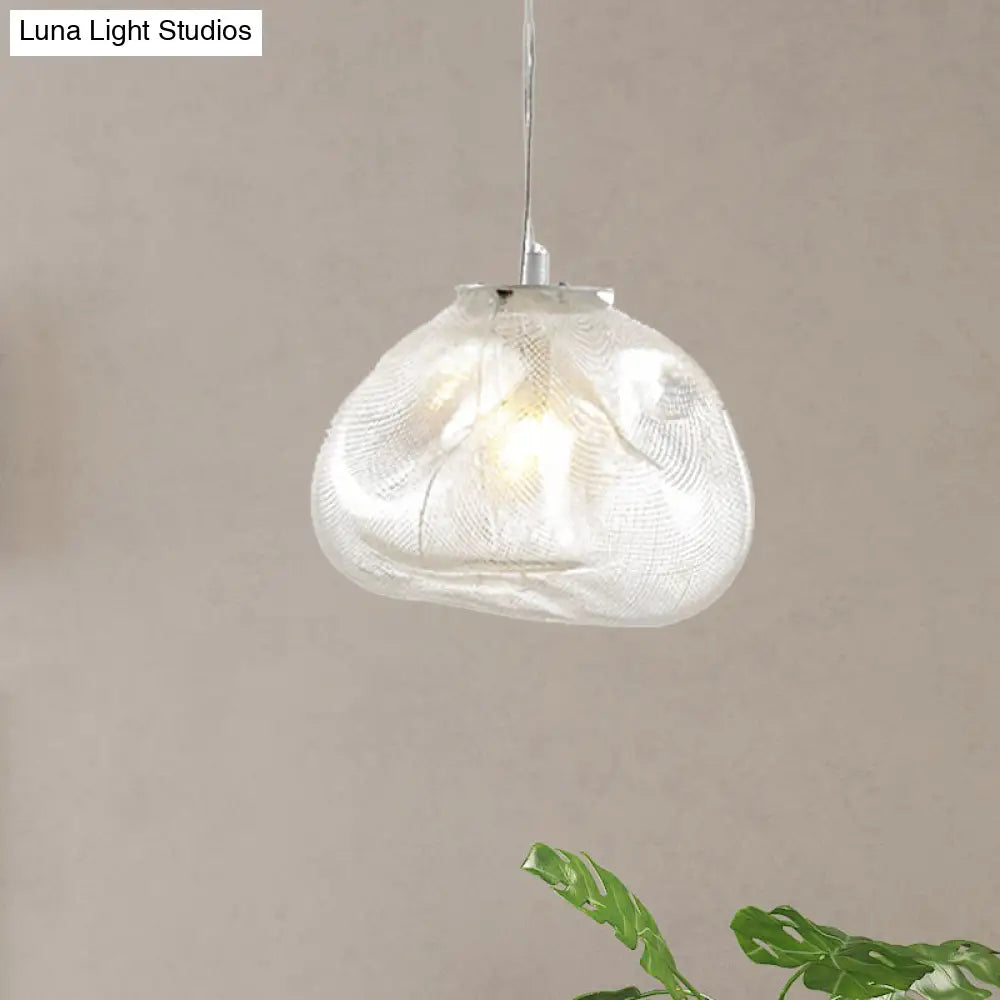 Cloud Shaped Hand-Blown Glass Pendant Light - Clear/Smoke Gray 8/12 Contemporary Design 1 Bulb