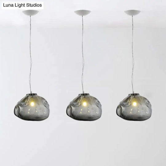 Cloud Shaped Hand-Blown Glass Pendant Light - Clear/Smoke Gray 8/12 Contemporary Design 1 Bulb