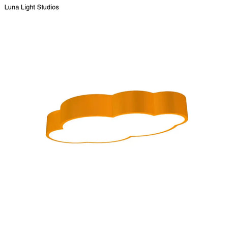 Cloud Shaped Nursery Ceiling Lamp Acrylic Led Cartoon Flush Mount Lighting Fixture In