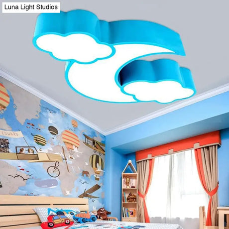 Cloudy Acrylic Flush Mount Ceiling Light For Classroom Or Childs Bedroom Blue / 22 Warm