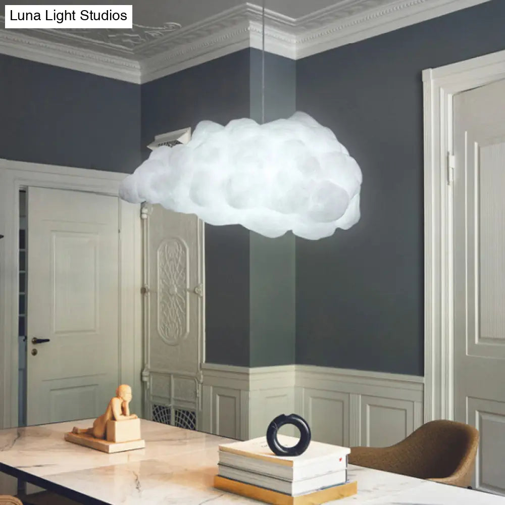 Cloudy Pendant Light Artistry Fabric 1-Head Ceiling - White / B