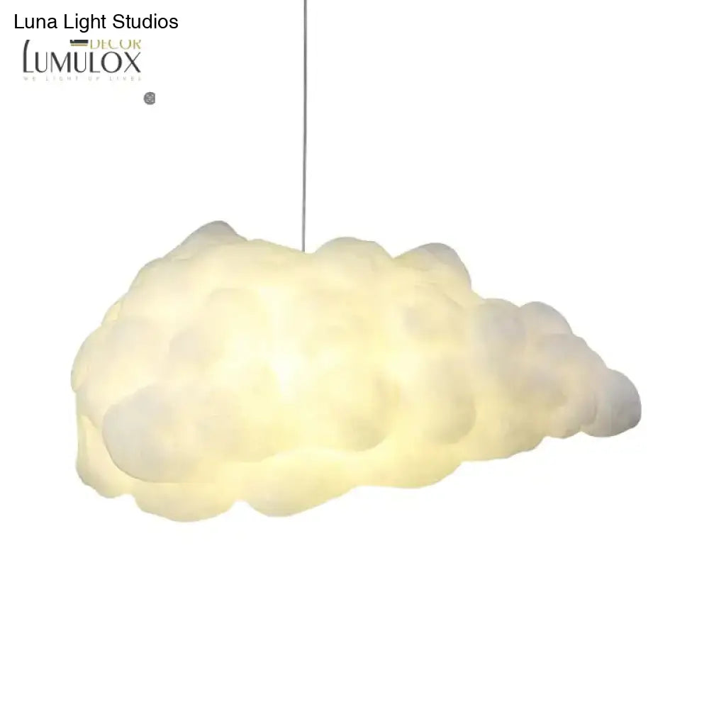 Cloudy Hanging Pendant Light Artistry Fabric 1-Head Living Room Ceiling In White