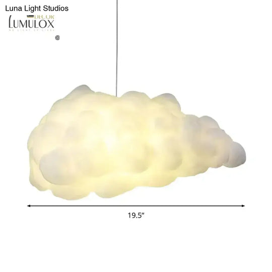 Cloudy Hanging Pendant Light Artistry Fabric 1-Head Living Room Ceiling In White