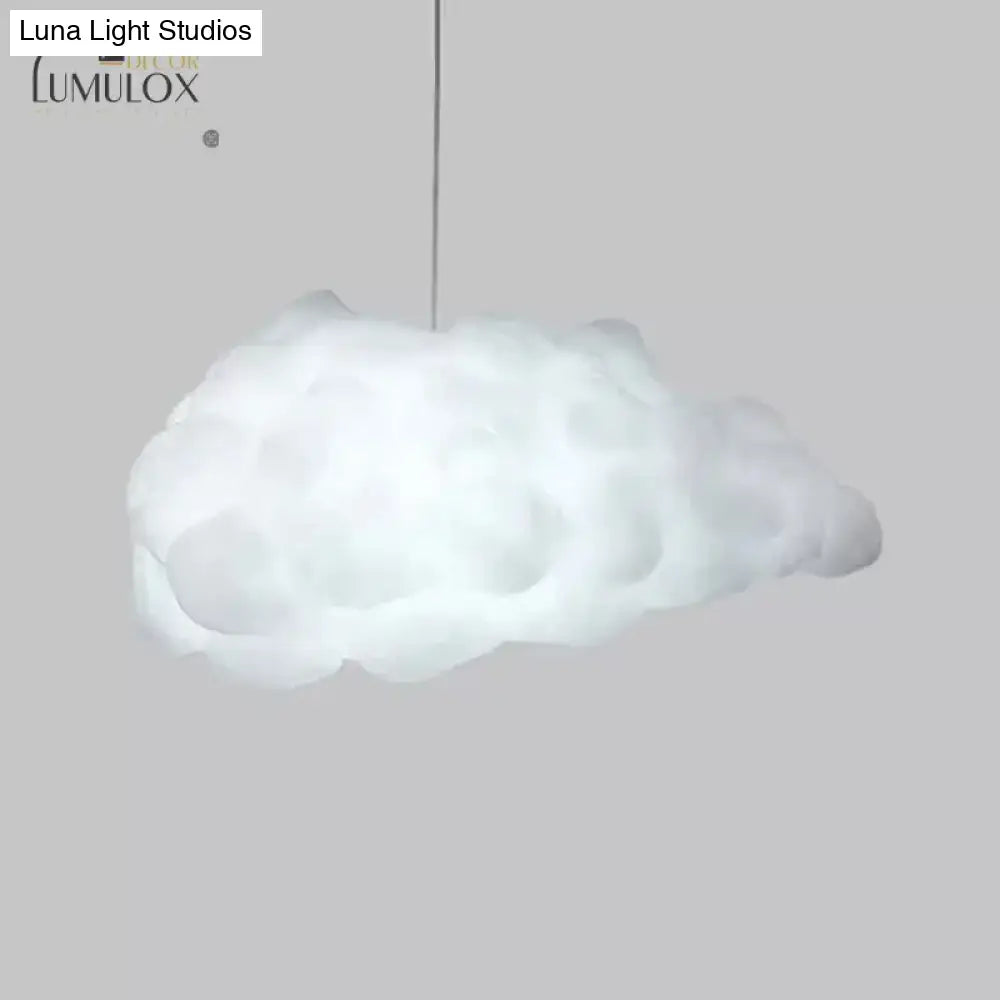 Cloudy Hanging Pendant Light Artistry Fabric 1-Head Living Room Ceiling In White