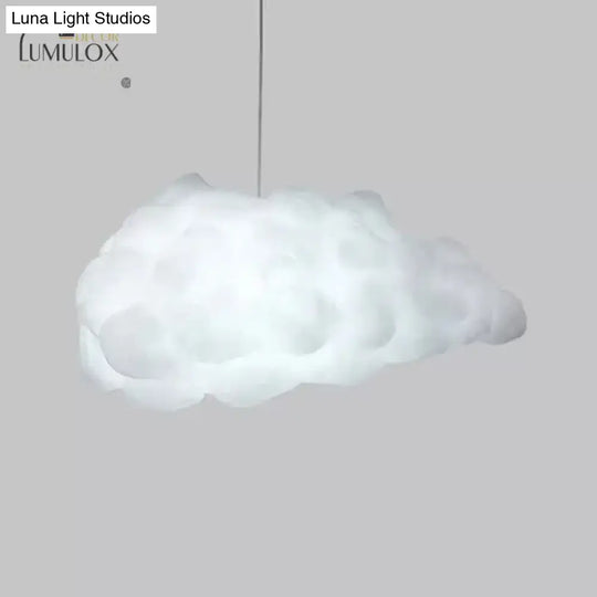 Cloudy Hanging Pendant Light Artistry Fabric 1-Head Living Room Ceiling In White