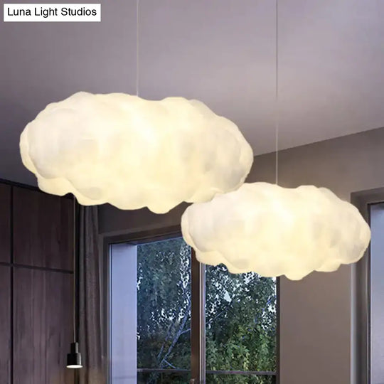 Cloudy Hanging Pendant Light Artistry Fabric 1-Head Living Room Ceiling In White