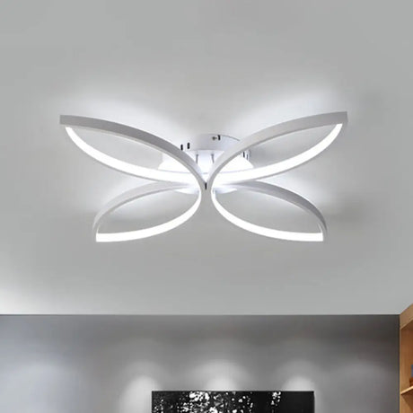 Clover Metallic Led Ceiling Light In Warm/White - Modern Semi Flush Mount 23’/29’ Wide White /