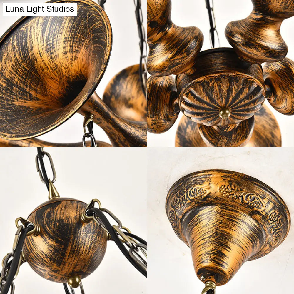 Coastal Antique Brass Lantern Shade Ceiling Lamp With Clear Glass - Dining Room Pendant Chandelier