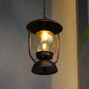Coastal Brass/Bronze Metal Hanging Pendant Light With Yellow Glass - Kerosene Corridor Ceiling