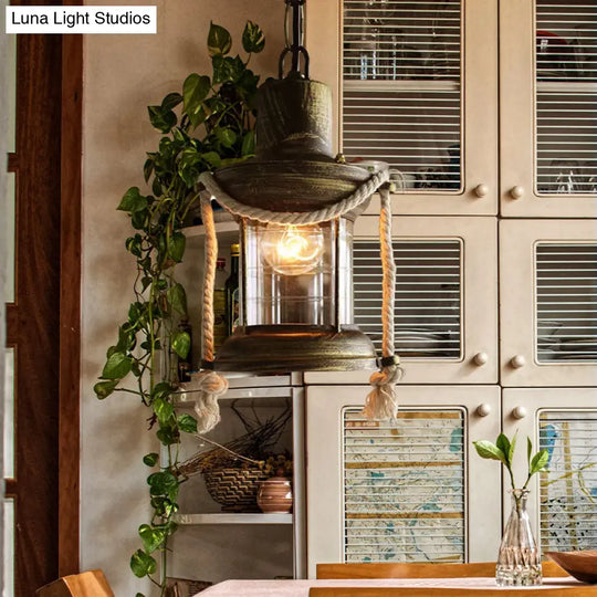 Coastal Kerosene Pendant Light - Antique Brass/Copper Clear Glass 6’/8.5’ Wide