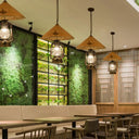 Coastal Lantern Pendant Lamp: Clear Glass Hanging Light Fixture With Bamboo Top Brass / B