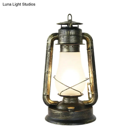 Coastal Style Kerosene Table Lamp - Opal Glass Brass Finish 1-Light Desk Lighting