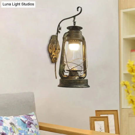 Coastal Style Wall Mounted Kerosene Light Fixture With Clear Glass - Available In Black Bronze Or