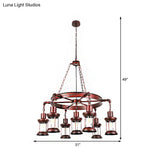 Coastal Weathered Copper Chandelier With 7 Lights - Rustic Metal Lantern Pendant Lamp