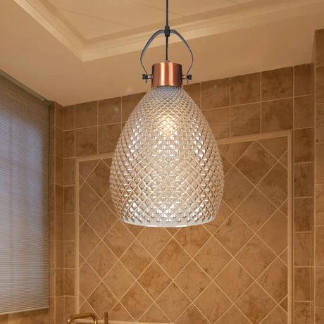 Colonial Amber Glass Jar Pendant Hanging Light - 8/10/12 Width Bedroom Lighting Fixture / 10