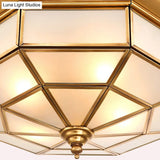 Colonial Brass Ceiling Light With Prismatic Milky Glass - 4/6 Bulbs Ideal For Living Rooms 17’ Or