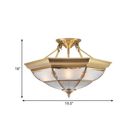 Colonial Brass Semi-Flush Ceiling Light With 3/4 White Glass 16/19.5 Width For Living Room