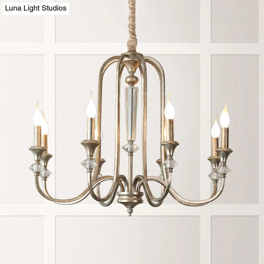 Colonial Candle Chandelier Ceiling Lamp Metallic Suspension For Living Room