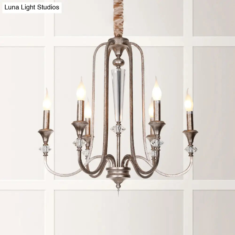 Colonial Candle Chandelier Ceiling Lamp Metallic Suspension For Living Room