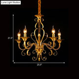 Colonial Candle Style Chandelier - 5/6/8 Light Pendant Lamp In Gold